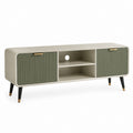 Mobile porta TV rettangolare crema e verde oliva in MDF e acciaio 160 x 40 x 55 cm