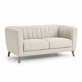 Divano 2 posti beige in poliestere con gambe in legno massello 160 x 85 x 78 cm
