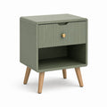 Comodino con cassetto e vano a giorno verde salvia in MDF 40 x 35 x 60 cm