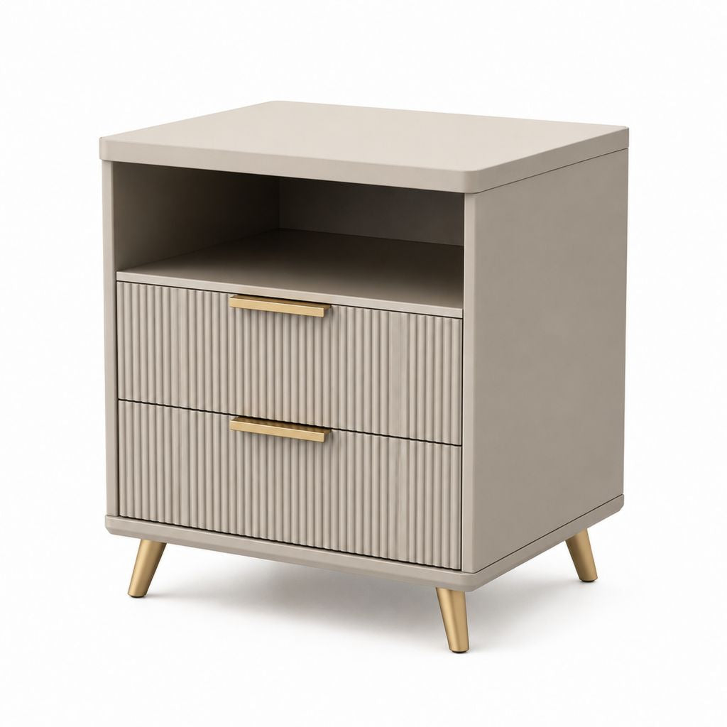 Comodino 2 cassetti beige in MDF rettangolare 50 x 40 x 60 cm