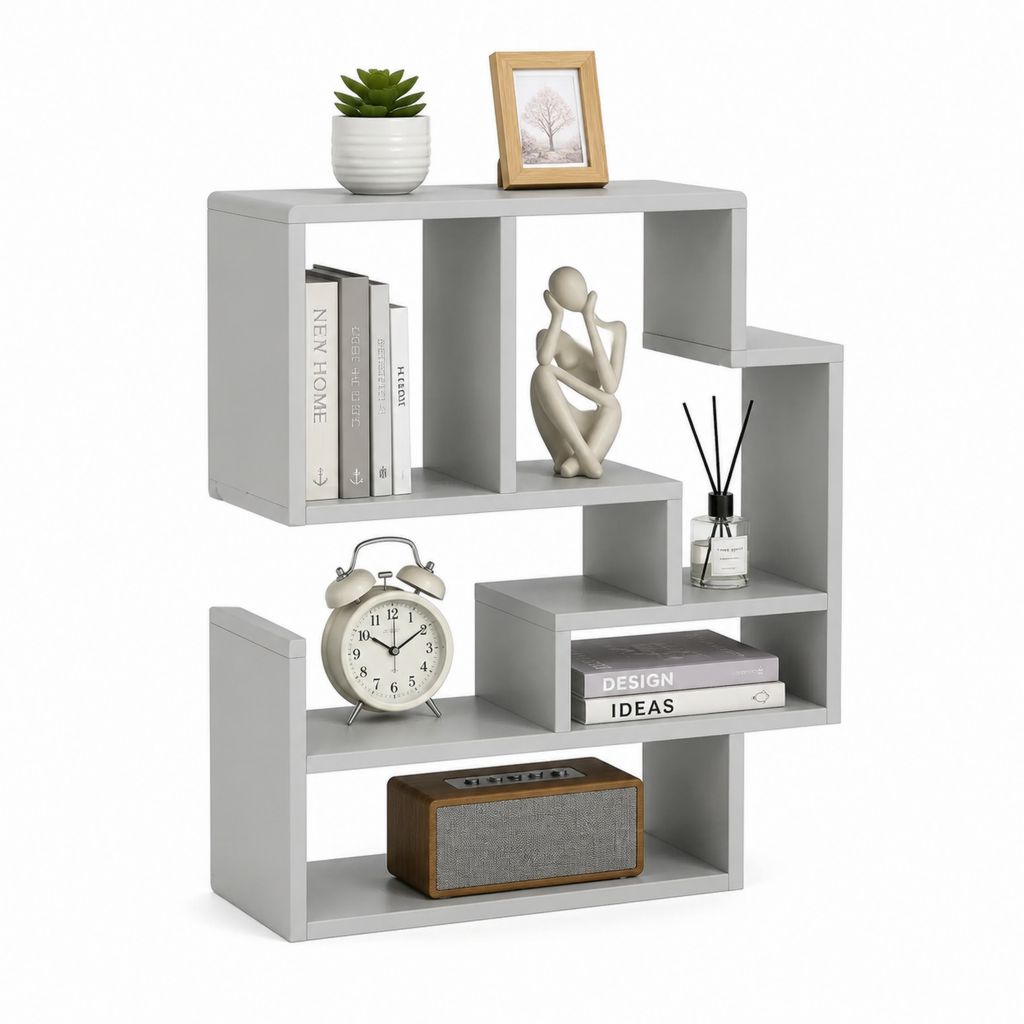 Libreria a scala bianca in MDF 80 x 24 x 100 cm con 8 vani aperti