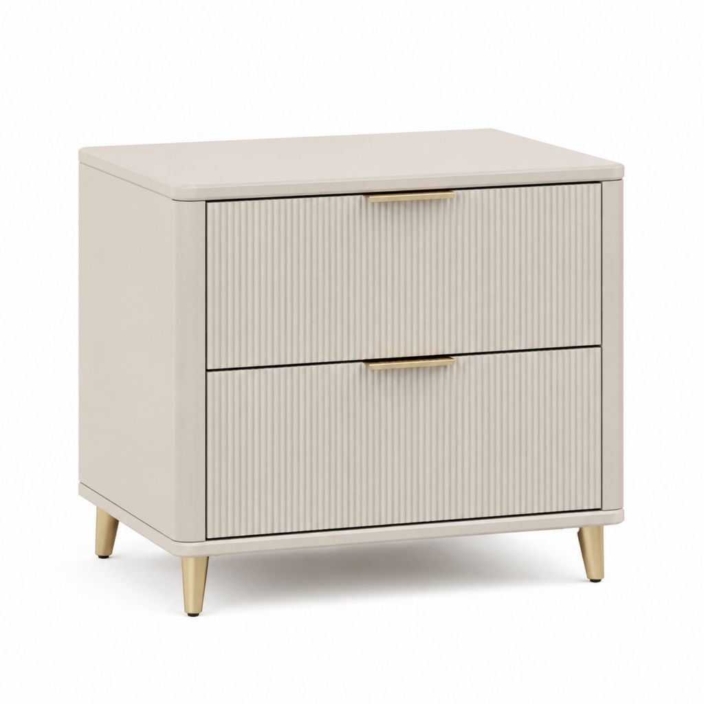 Comodino 2 cassetti beige in MDF rettangolare 60 x 40 x 55 cm