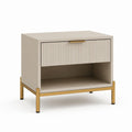 Comodino con cassetto e vano a giorno beige in MDF laccato rettangolare 50 x 40 x 55 cm