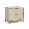 Comodino a 2 cassetti beige in MDF con frontali scanalati 50 x 40 x 55 cm