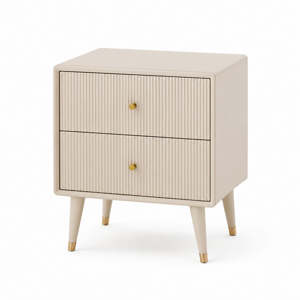 Comodino 2 cassetti avorio in MDF rettangolare 50 x 40 x 60 cm