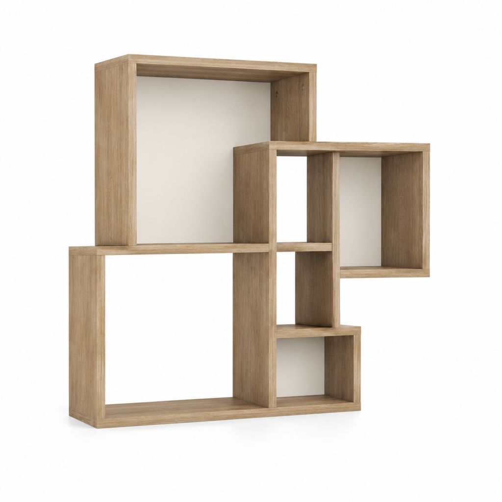 Libreria a giorno rovere sonoma in truciolare nobilitato forma asimmetrica 120 x 30 x 160 cm