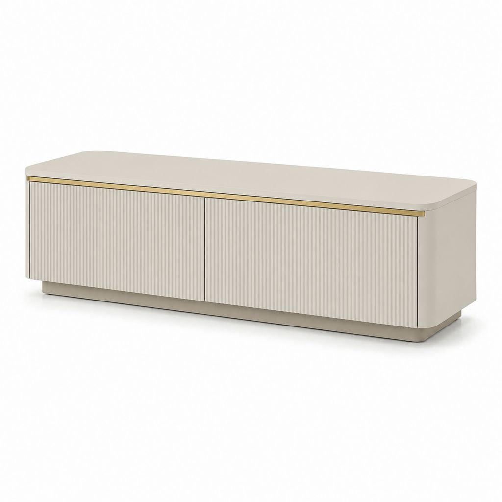 Mobile TV basso avorio in MDF laccato con 2 ante 160 x 40 x 50 cm