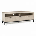 Mobile TV beige in MDF rettangolare con 3 ante e 2 vani 160x40x55 cm