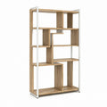 Libreria a giorno 8 vani rovere e bianco in truciolare e acciaio rettangolare 80 x 30 x 180 cm