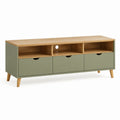 Mobile TV rettangolare verde salvia e rovere in MDF 140 x 40 x 60 cm