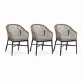 Set 3 poltrone da giardino beige in corda PE con struttura in acciaio 58 x 60 x 82 cm