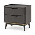 Comodino 2 cassetti grigio scuro in MDF impiallacciato rettangolare 50 x 40 x 55 cm