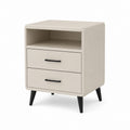 Comodino con 2 cassetti e vano aperto beige in MDF rivestito in poliuretano 50 x 40 x 60 cm