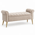 Panca fondoletto imbottita beige in velluto di poliestere rettangolare 150 x 55 x 75 cm