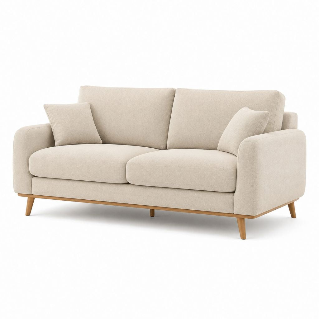 Divano 3 posti beige in poliestere rettangolare con cuscini 210 x 90 x 85 cm